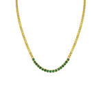 Silver Gold Plated Tennis Style Emerald Link Necklace