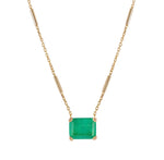 IVY Silver Gold Plated Rectangular Emerald Necklace