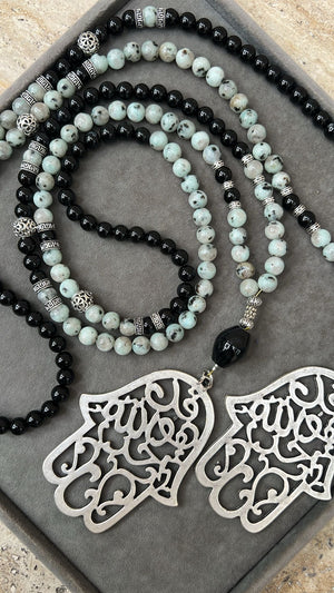 Large Hamsa Onyx & Sesame Jasper