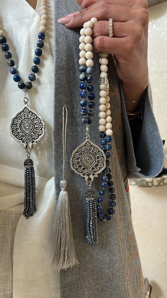 Antique Silver Lapis Lazuli Beaded Tassel